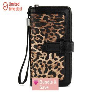 Large Capacity Vegan Leather Bifold Wristlet Wallet with RFID Blocking